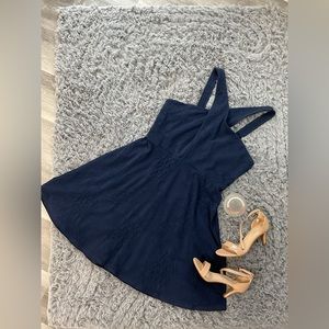 Navy Blue Soft Cross Front Dress